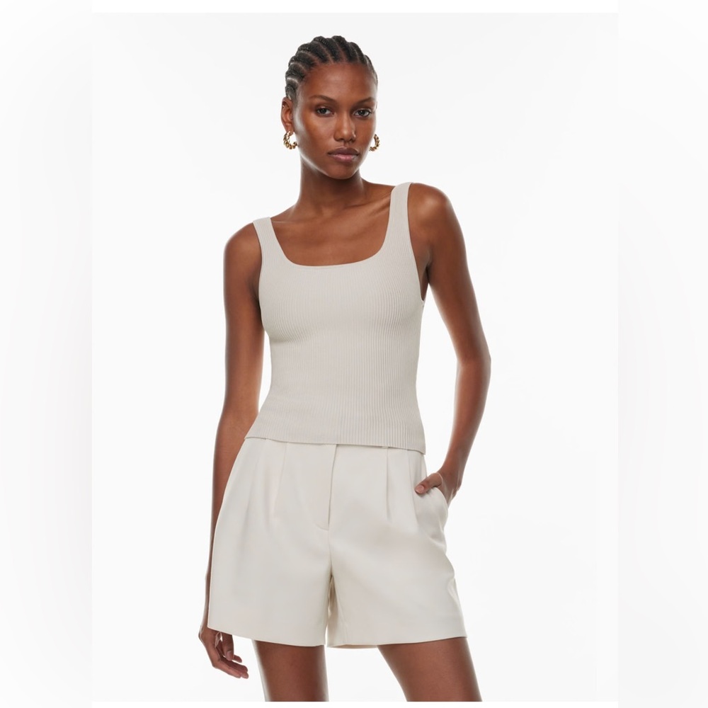 Aritzia Babaton Sculpt Knit Squareneck Tank - Cream L